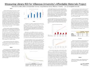 "Measuring Library ROI for Villanova University’s Affordable Materials Project" poster.
