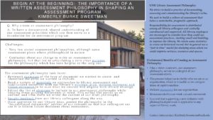 "Begin at the Beginning: The Importance of a Written Assessment Philosophy in Shaping an Assessment Program" poster.